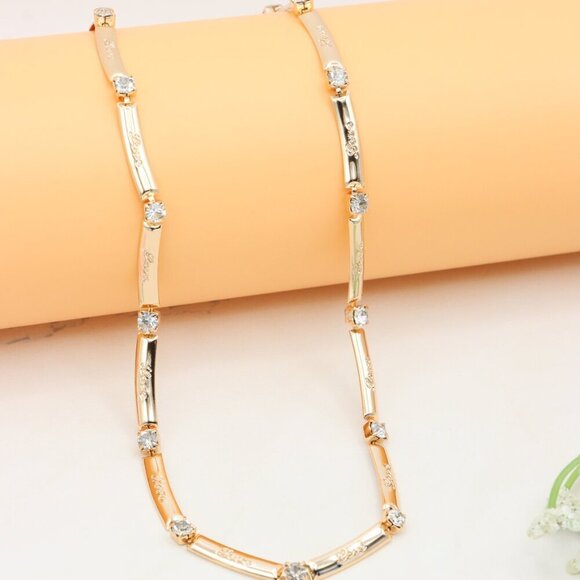 Elegant Rose Gold Necklace with Sparkling Stones, XPNL0339 - Picture 8 of 12